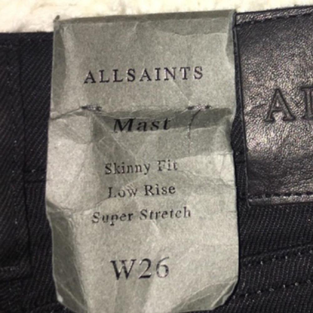 ALL SAINTS “Mast” Skinny Fit Low Rise Super Stretch NWT - Picture 5 of 6